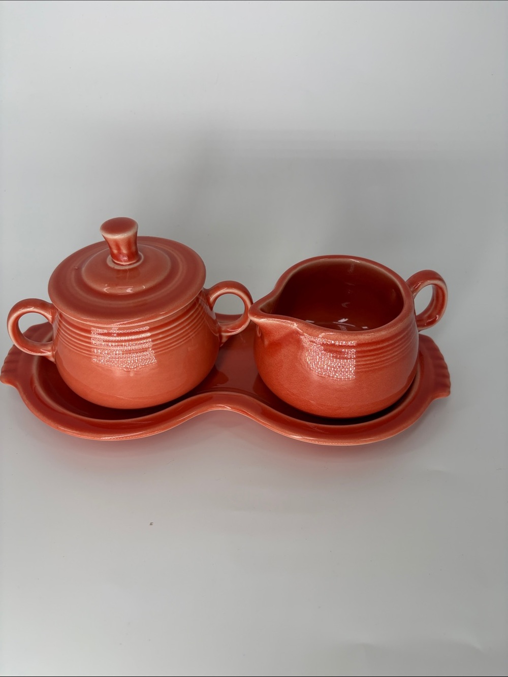 Fiesta Ware 4-Piece Sugar Bowl and Creamer Set with Figure 8 Tray